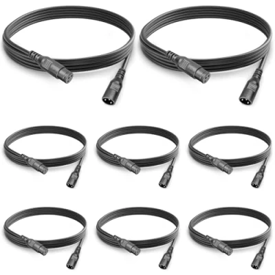 Afbeelding van (8 stuks) 3 polige DMX signaalverbindingskabel 2 m met mannelijke en vrouwelijke stekkers Cannon XLR voor alle mobiele led koplampen by Light