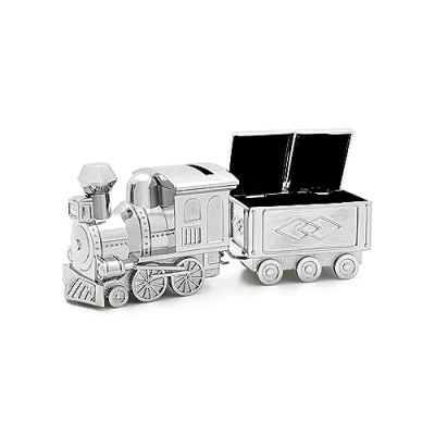 Afbeelding van Zilverstad Spaarpot &amp; haarlok tandendoosje Locomotief en wagon