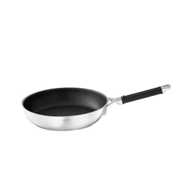 Image de RÖSLE SILENCE PRO Poêle à frire avec revêtement anti adhésif ProResist de qualité supérieure, résistant aux rayures, poignée en silicone, 24 cm, acier inoxydable 18/10, convient l&#039;induction,