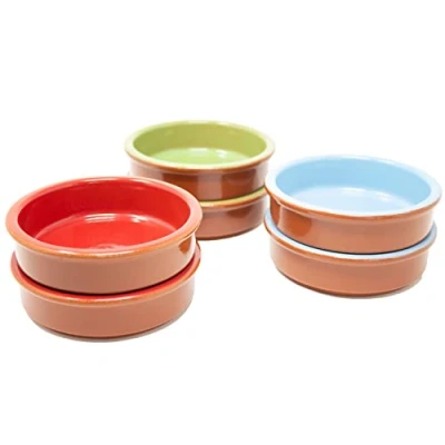 Afbeelding van ToCi Tapas schaaltjes ovenschaal 175 ml Cazuela schaal klei dessertkommen mediterraan Ø 11,5 cm Traditionele kleiproducten uit Spanje (set van 6)
