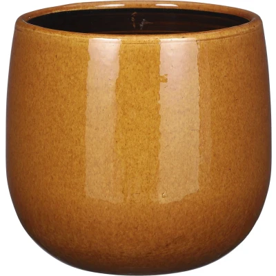Afbeelding van Mica Decorations Plantenpot keramiek geel glans D21H19 cm