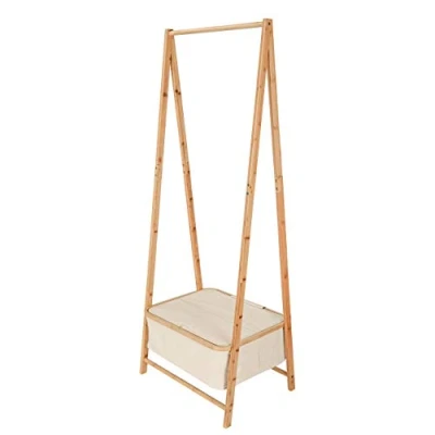 Afbeelding van Lumaland Kledingrek van bamboe 159 x 60 45 cm beige