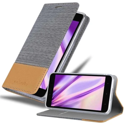 Afbeelding van Cadorabo Hoesje geschikt voor Xiaomi RedMi NOTE 5A in LICHTGRIJS BRUIN Beschermhoes met magnetische sluiting, standfunctie en kaartvakje Book Case Cover Etui