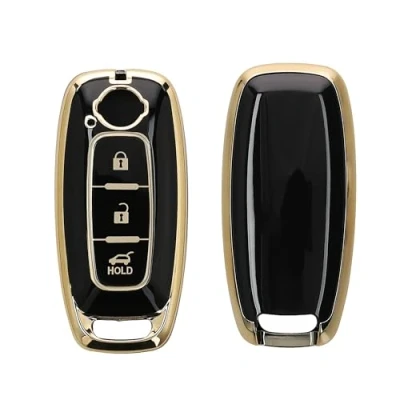 Afbeelding van kwmobile autosleutel hoesje geschikt voor Nissan 3 Tasten Ariya B6 B9 X trail T33 Qashqai hoes TPU behuizing Beschermende auto sleutel case Sleuteletui in zwart / goud