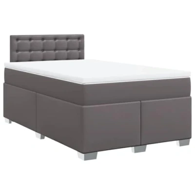 Afbeelding van vidaXL Boxspring met matras kunstleer grijs 120x190 cm