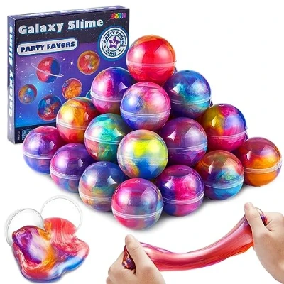 Afbeelding van JOYIN 24 stuks slijmset, Galaxy Slime Ball Set feestgeschenken, vloeibaar, niet plakkerig, vlekvrij, stressverlichtend, modderset voor meisjes en jongens