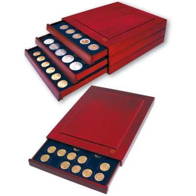 Afbeelding van Safe Safe, Stapel element, Nova Exquiste voor Munten Ø 32,5 mm. (30 st.) Mahoniekleur afm: 245x200x35 per st.