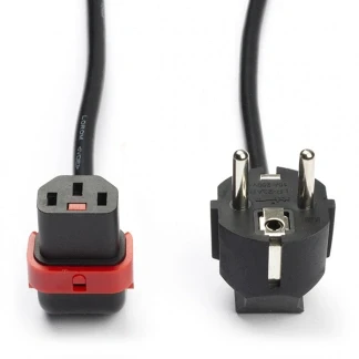 Afbeelding van ACT AK5265 230V Stroomkabel CEE7/7 Male (Haaks)/C13 (Haaks Omhoog) Lockable Zwart 2 meter
