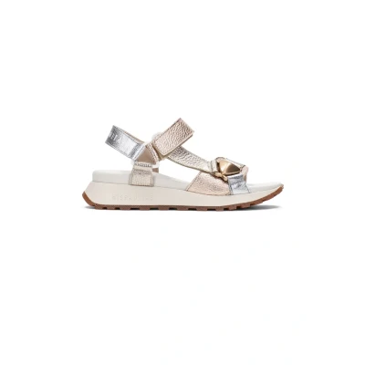 Afbeelding van Hispanitas MAUI Sandalen met sleehak Multi metals, Dames, Maat: 36, metals Leer en textiel