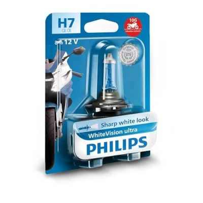 Afbeelding van Philips H7 WhiteVision Ultra Moto 55W 12V Motorkoplamp