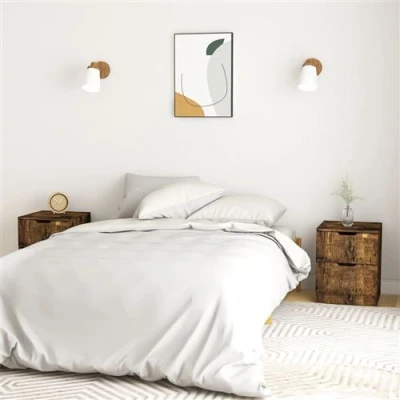 Afbeelding van Nachtkastjes 2 st 40x40x50 cm bewerkt hout gerookt eikenkleurig