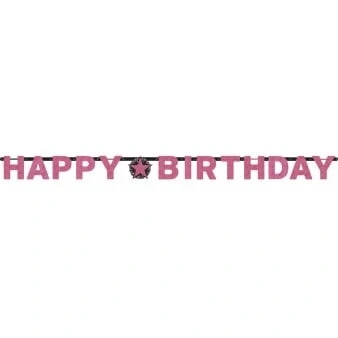 Image de Guirlande de lettres Happy Birthday Rose Pétillant 213x16cm par unité