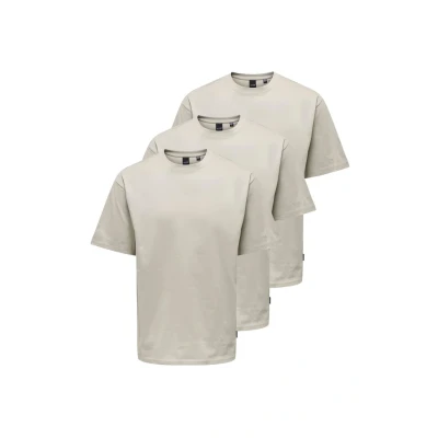 Afbeelding van Only &amp; Sons 3ER PACK FRED Tshirt basic, Heren, Maat: XXL, Silver lining