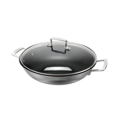 Afbeelding van Le Creuset Rvs Wok Met Anti aanbaklaag En Glazen Deksel 30cm 4,8l