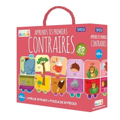 Afbeelding van APPRENDS TES PREMIERS CONTRAIRES (LIVRE + PUZZLE 20 PIECES)