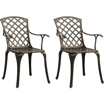 Afbeelding van Tuinstoelen 2 st gietaluminium bronskleurig