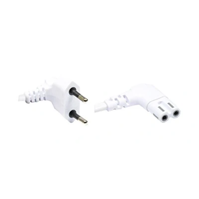 Afbeelding van Good Connections Euro netkabel, netstekker naar 8 stopcontact, schuin 90&amp;#176 aan beide uiteinden, wit, 0,75m, (0.75 m), Stroomkabel