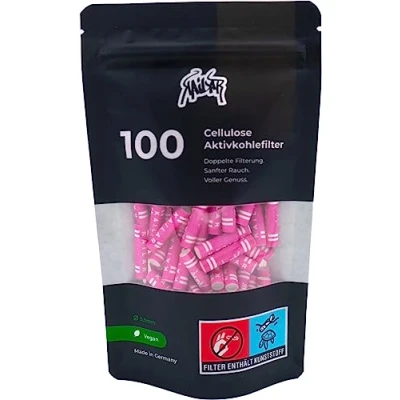 Afbeelding van KAiLAR 100 stuks actieve koolstoffilters van cellulose Slim (6 mm) met veganistische kool kokosnootschelpen, voor een zwakkere en meer rookervaring