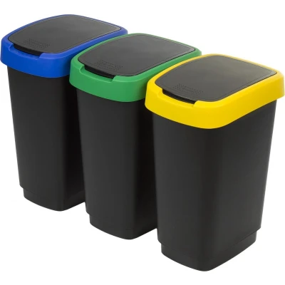 Afbeelding van Rotho Twist Set van 3 Sorteerafvalbakken 3x 25L