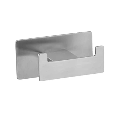 Afbeelding van WENKO Turbo Loc wandhaak Duo Genova mat decoratieve dubbele badhaken van roestvrij staal voor handdoeken of badkameraccessoires, bevestiging zonder boren, (B x H D) 8,9 4,4 5,4 cm