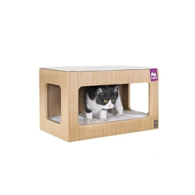 Afbeelding van Petrebels Wandmeubel wandmontage Klimmuur Kat Kattenmuur Box 60 Rusty Oak x 35 cm