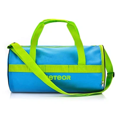 Afbeelding van sporttas gymtas 25 L holdall schoen compartiment zak mannen vrouwen duffel schouder fitness tas zwembad reizen vakantie cabine bagage nacht camping kit kleine pe duffle, Blauw/Groen, 25L