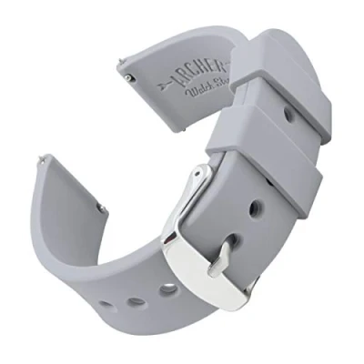 Afbeelding van Archer Watch Straps Vervangende Quick Release Horlogebanden van Zacht Siliconen Rubber voor Dames en Heren (Platina Grijs, 18mm)