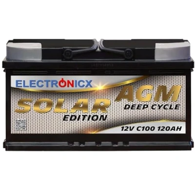 Afbeelding van Zonne accu AGM 120 Ah Solar Edition: 12 V voor hoge auto en camper met langzame ontlading zonnepaneel,