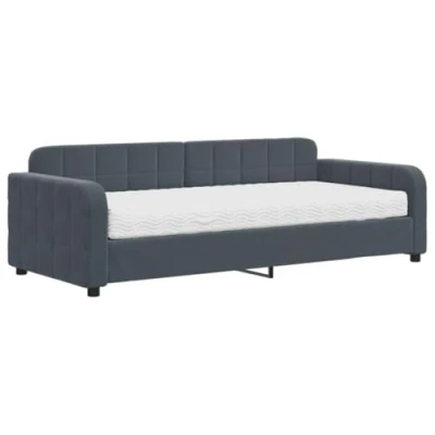 Afbeelding van vidaXL Slaapbank met matras 90x200 cm fluweel donkergrijs