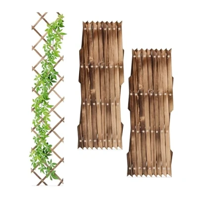 Afbeelding van Relaxdays Set van 3 uittrekbaar hekwerk voor klimplanten, 180 cm, tuin, balkon en terras, hout, bruin