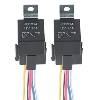 Afbeelding van GTIWUNG 5 polig SPDT autorelais, 12 V, 40 A, auto relais met gekleurde kabelboom, relaisschakelaar, schakelaar, zware service starters, waterdicht