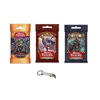 Afbeelding van Set Hero Realms 3 decks: Ascendance + Boss Liche Dragon Franse versie 1 flesopener Blumie (Liche Ascendance)