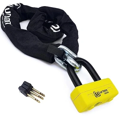 Afbeelding van urban UR75120 Kettingslot voor motorfiets, SRA goedgekeurd, mini U schijf, hoge veiligheid, hangslot, schijfblok, schakels van staal, ø15, 120 cm