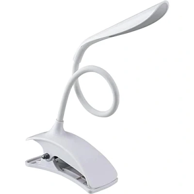 Afbeelding van Retoo Leeslamp, klemlamp, USB oplaadbaar, flexibel, 360 graden met 14 leds, continu licht, nachtlezen, voor reizen, bed, studie, werk, lange levensduur, wit