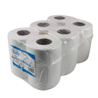 Afbeelding van 6 rollen papier 224 vellen 19 x 22 cm per rol multifunctionele servetten van cellulose wit werkplaatspapierrol keukenpapier