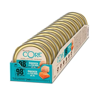 Afbeelding van 12x Wellness Core Kattenvoer 98% Recipe Kip Zalm 85 gr
