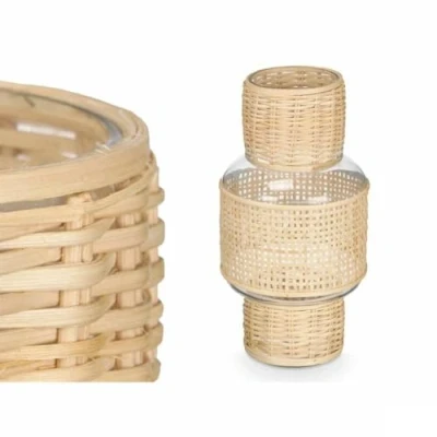 Afbeelding van Kaarshouder GiftDecor SG 29653 Transparant Natuurlijk Glas Rotan 15,5 x 31 cm (6 Stuks)