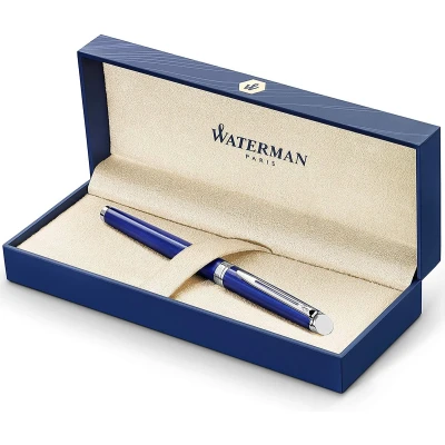 Afbeelding van Waterman Hémisphère rollerballpen helderblauwe lak fijne punt zwarte inkt geschenkverpakking