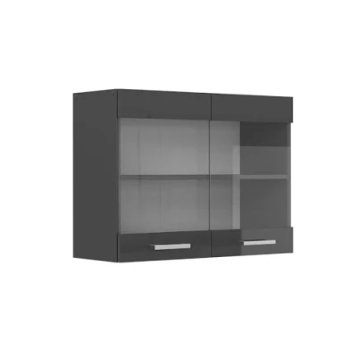 Afbeelding van Vicco Glazen keukenkast R Line, Antraciet Hoogglans/Antraciet, 80 cm