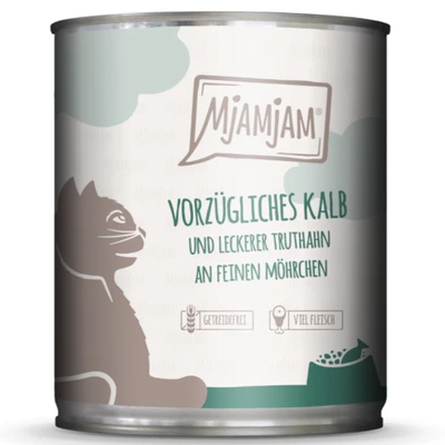Afbeelding van MjAMjAM 6 x 800 g Kattenvoer uitstekend kalfsvlees en heerlijke kalkoen op fijne wortelen