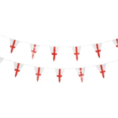 Afbeelding van Smiffys England Flag Triangle Bunting Feestdecoratie Wit/Rood