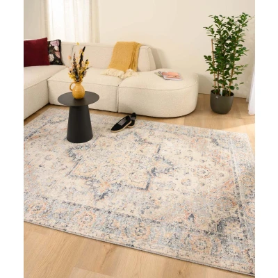 Afbeelding van Vintage Vloerkleed Classic Arthur Crème/blauw 80x150 Cm