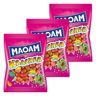 Image de Haribo Maoam Frucht Kracher, Lot de 3 dragées, bonbon à mâcher en sachet 600 g