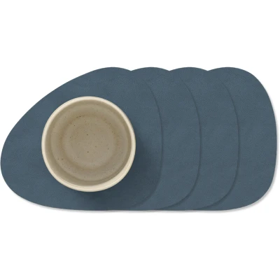 Afbeelding van LIND DNA Onderzetters Nupo Leer Dark Blue 13 x 11 cm 4 Stuks