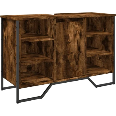Afbeelding van Wastafelkast 91x35x60 cm bewerkt hout gerookt eikenkleurig