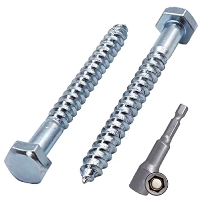 Afbeelding van Set van 60 zeshoekige houtschroeven DIN 571 verzinkt staal M6 x mm zeskantschroeven zeskantige bodemtrekker (60, mm)