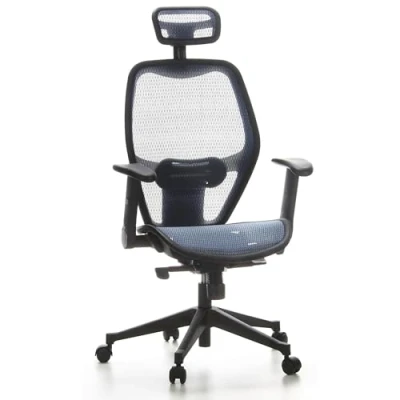 Afbeelding van Bureaustoel Met Armleuning Netstof Blauw Ergonomisch