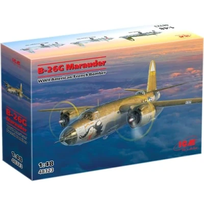 Afbeelding van 1:48 ICM 48323 Martin B 26G Marauder WWII Amerikaans/Frans Bommenwerper Propeller Vliegtuig Plastic Modelbouwpakket