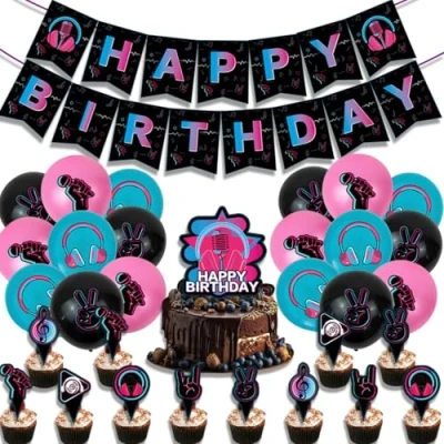 Afbeelding van Set van 32 Doyomtoy ballonnen verjaardagsdecoraties muzieknoten voor muziekliefhebbers