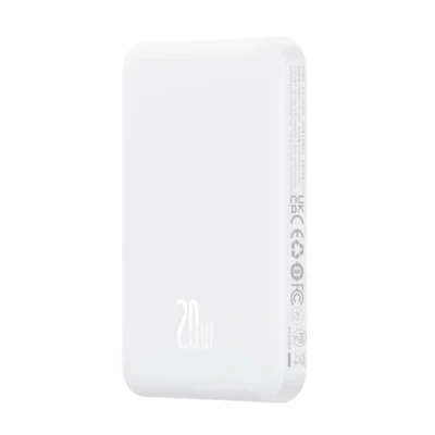 Afbeelding van Baseus Mini 5.000 mAh Powerbank Wit Compact Met MagSafe &amp; Fast Charge 20W USB C Geschikt voor Apple iPhone en andere smartphones